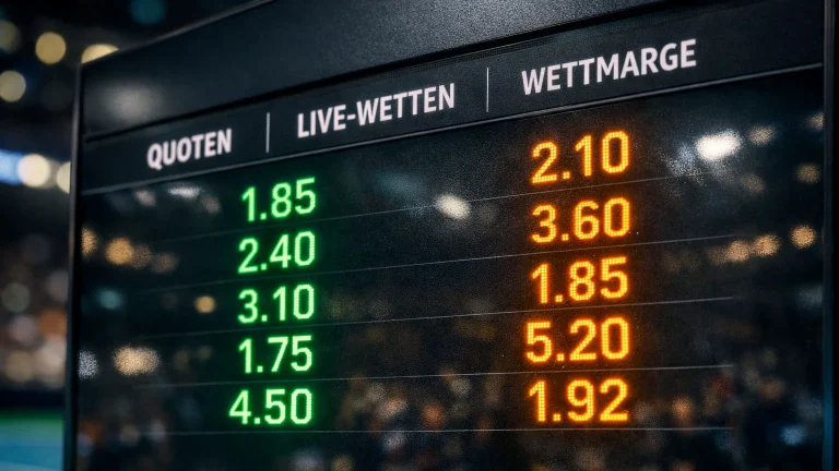 Nahaufnahme einer Quotentafel mit Tennisquoten als Symbol für die Quotenmechanik